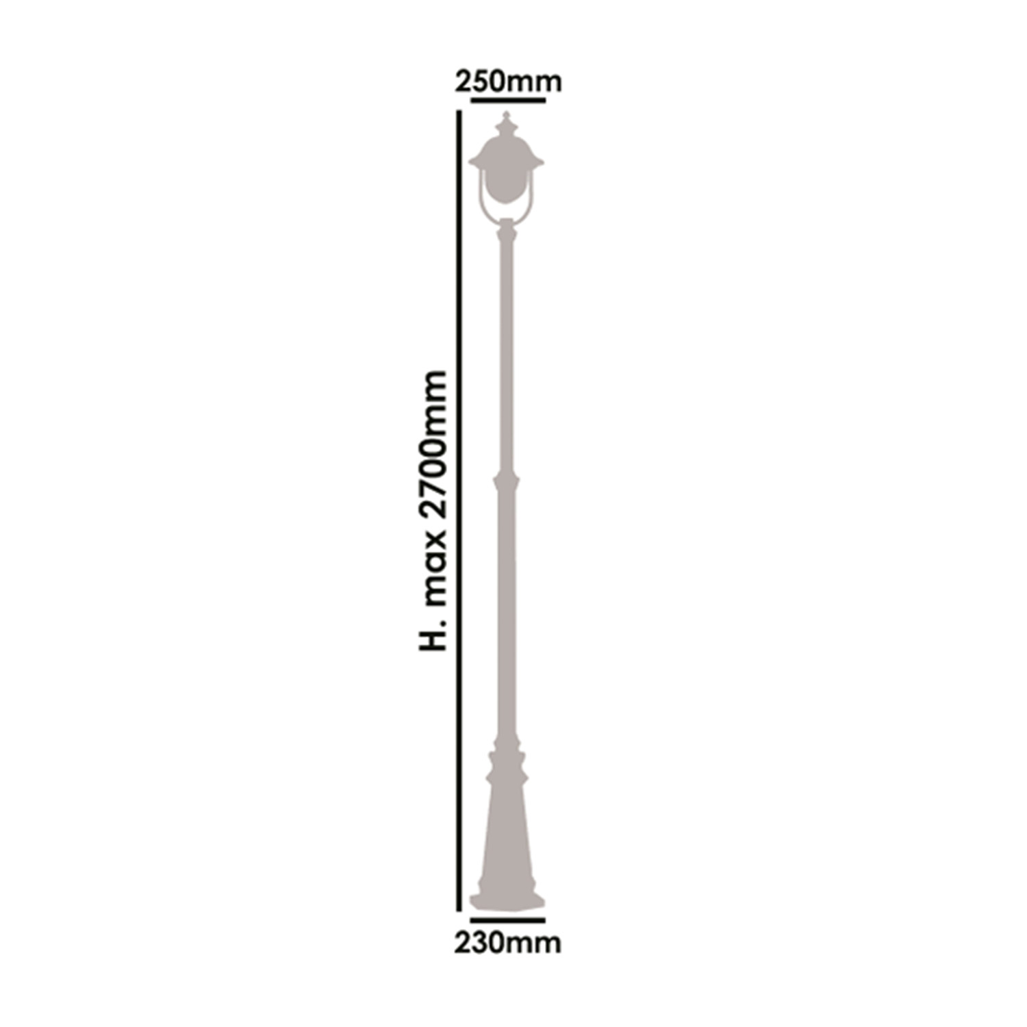 Palo Esterno Classico Tatum Alluminio Nero Rame 1 Luce E27 Ip44 RL119LPNR