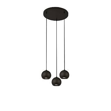 Lampadario Contemporaneo Eindhoven Acciaio Nero 3 Luci Gu10