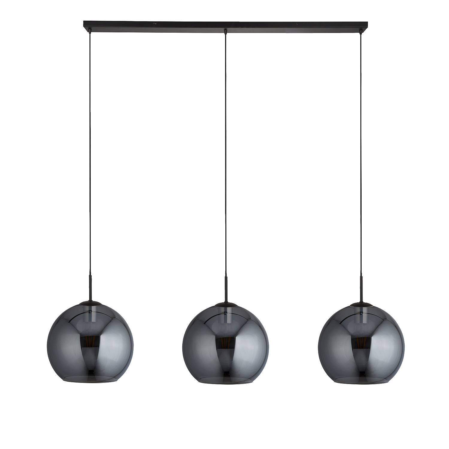 Lampadario Contemporaneo Amsterdam Acciaio Nero Vetro 3 Luci E27 1023-3SM