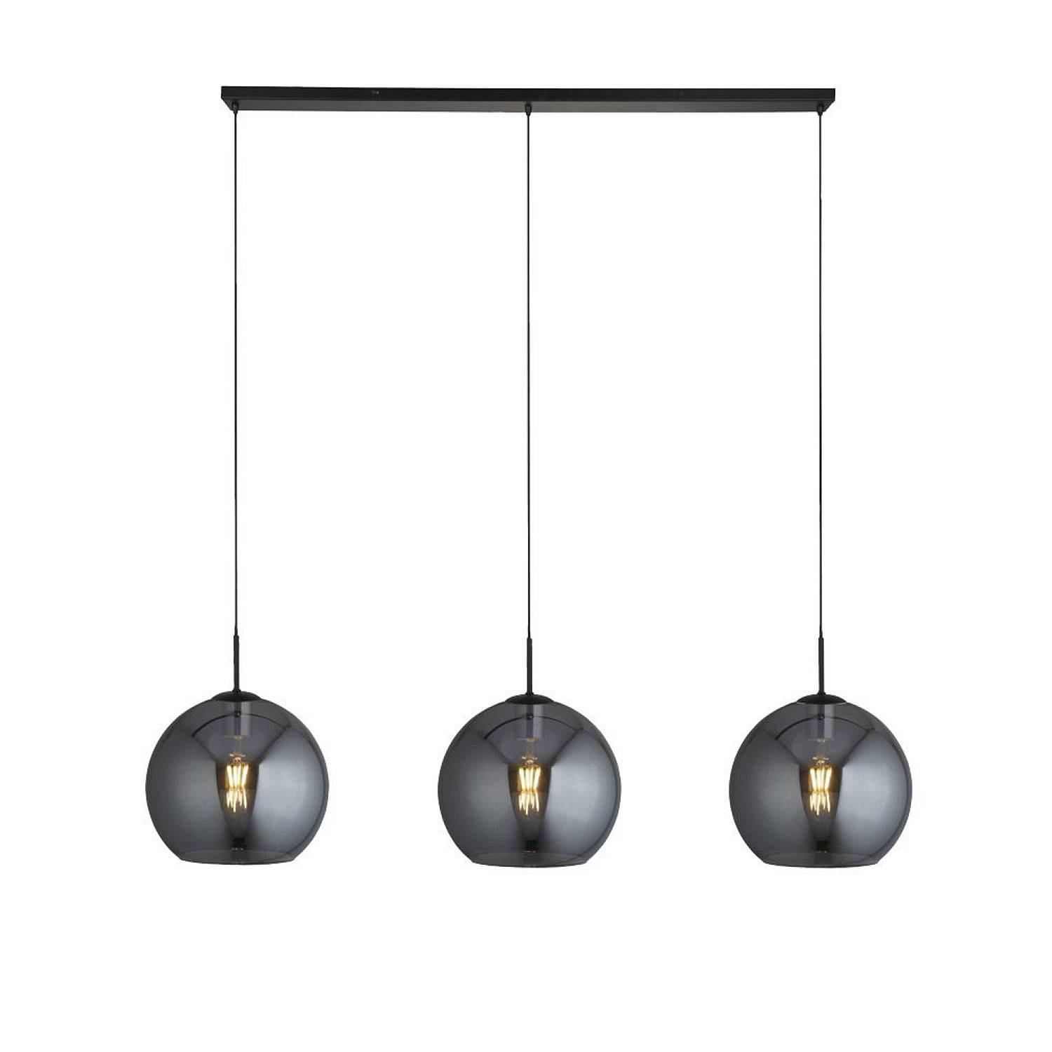 Lampadario Contemporaneo Amsterdam Acciaio Nero Vetro 3 Luci E27 1023-3SM
