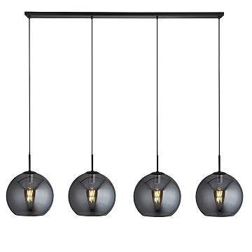 Lampadario Contemporaneo Amsterdam Acciaio Nero Vetro Fumè 4 Luci E27 Lampadario Contemporaneo Amsterdam Acciaio Nero Vetro Fumè 4 Luci E27