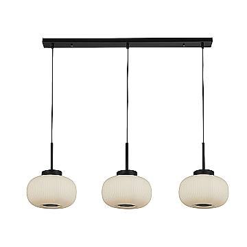 Lampadario Contemporaneo Lumina Acciaio Bianco Vetro Nero 3 Luci E27 Lampadario Contemporaneo Lumina Acciaio Bianco Vetro Nero 3 Luci E27