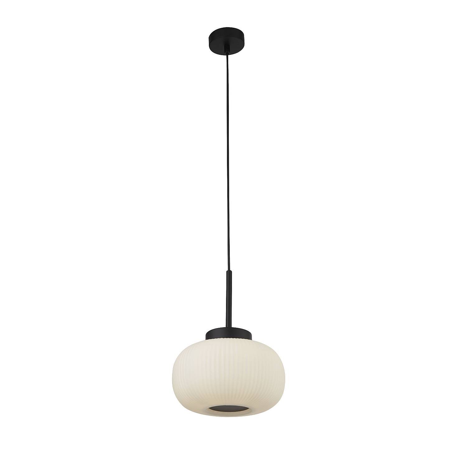 Sospensione Contemporanea Lumina Acciaio Bianco Vetro Nero 1 Luce E27 10272-1BK