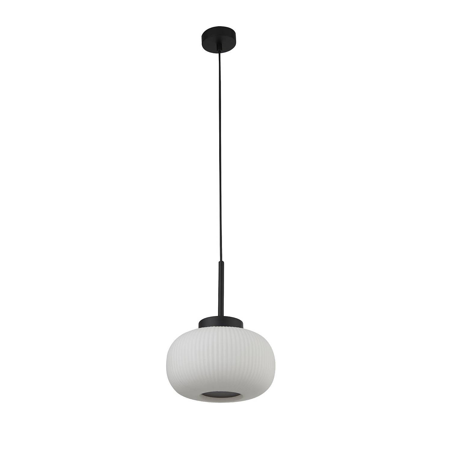 Sospensione Contemporanea Lumina Acciaio Bianco Vetro Nero 1 Luce E27 10272-1BK