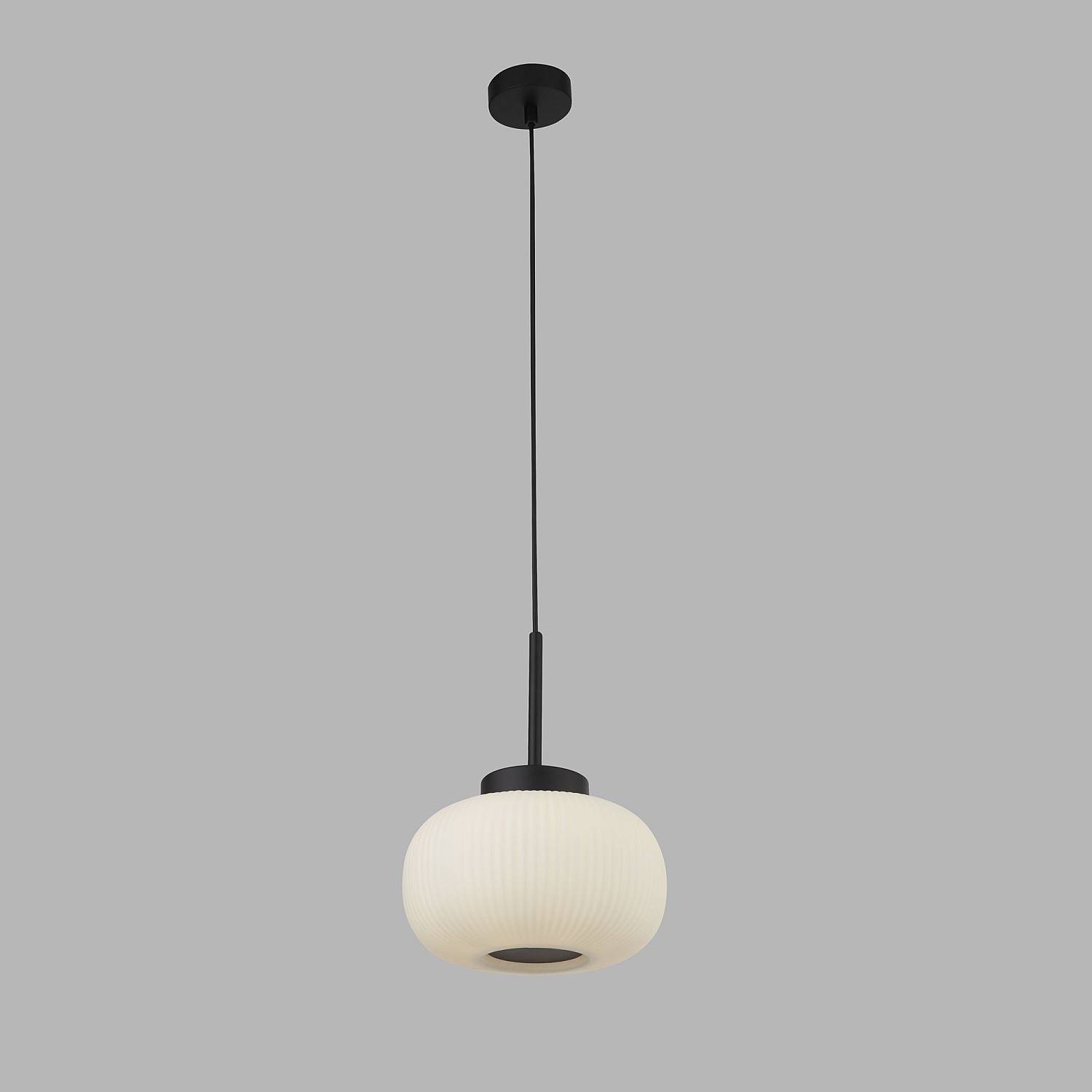 Sospensione Contemporanea Lumina Acciaio Bianco Vetro Nero 1 Luce E27 10272-1BK