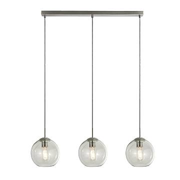 Lampadario Contemporaneo Balls Acciaio Cromo Vetro Trasparente 3 Luci E14 Lampadario Contemporaneo Balls Acciaio Cromo Vetro Trasparente 3 Luci E14