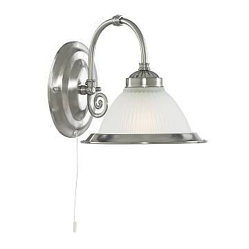 Applique Contemporanea American Dinner Acciaio Argento Vetro 1 Luce E27 Applique Contemporanea American Dinner Acciaio Argento Vetro 1 Luce E27