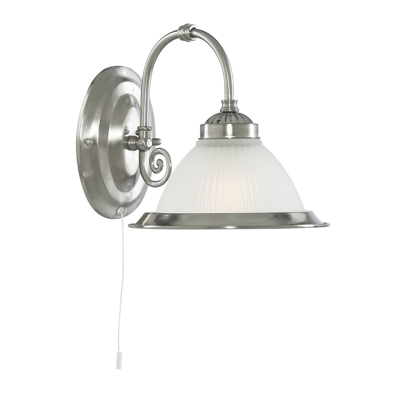Applique Contemporanea American Dinner Acciaio Argento Vetro 1 Luce E27 1041-1