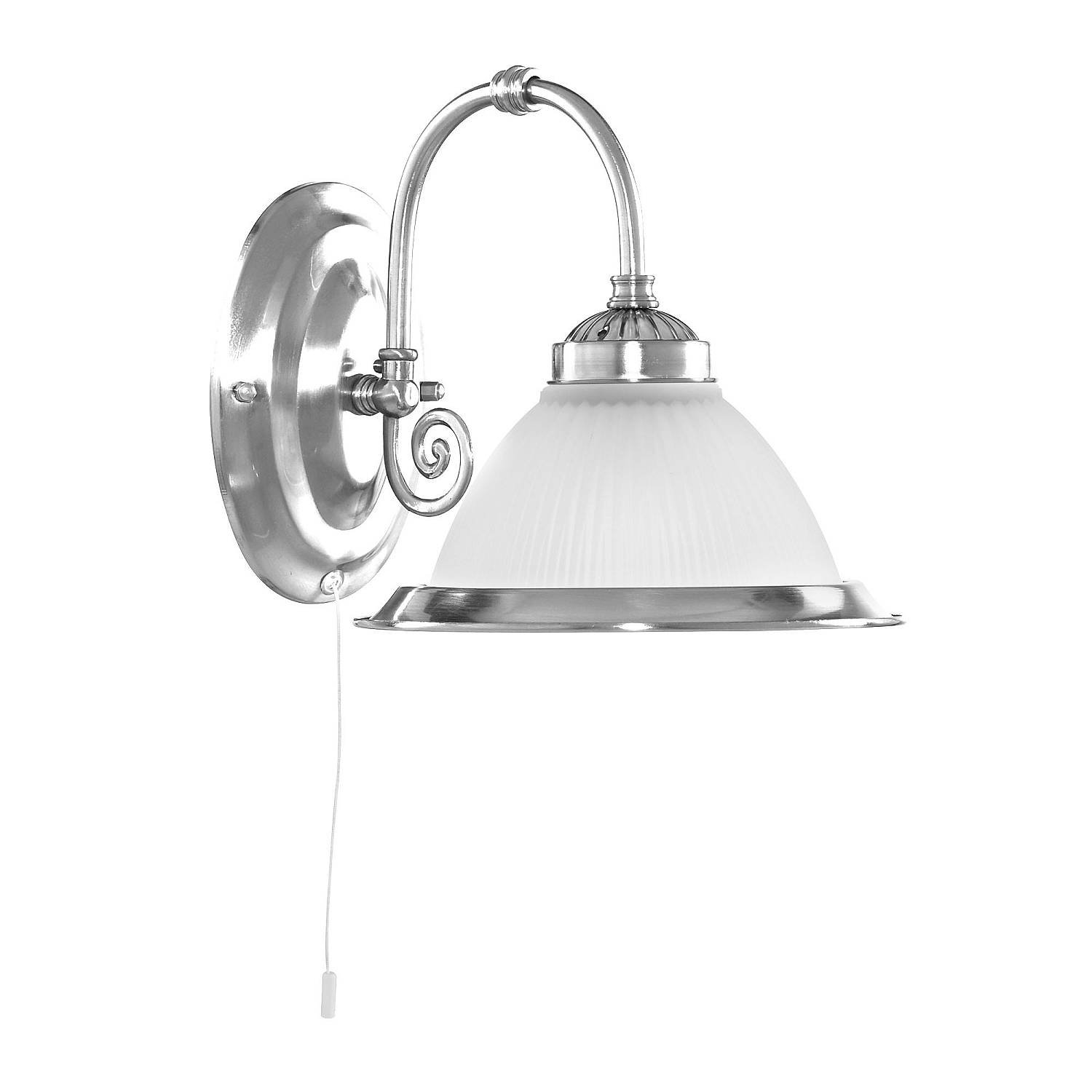 Applique Contemporanea American Dinner Acciaio Argento Vetro 1 Luce E27 1041-1