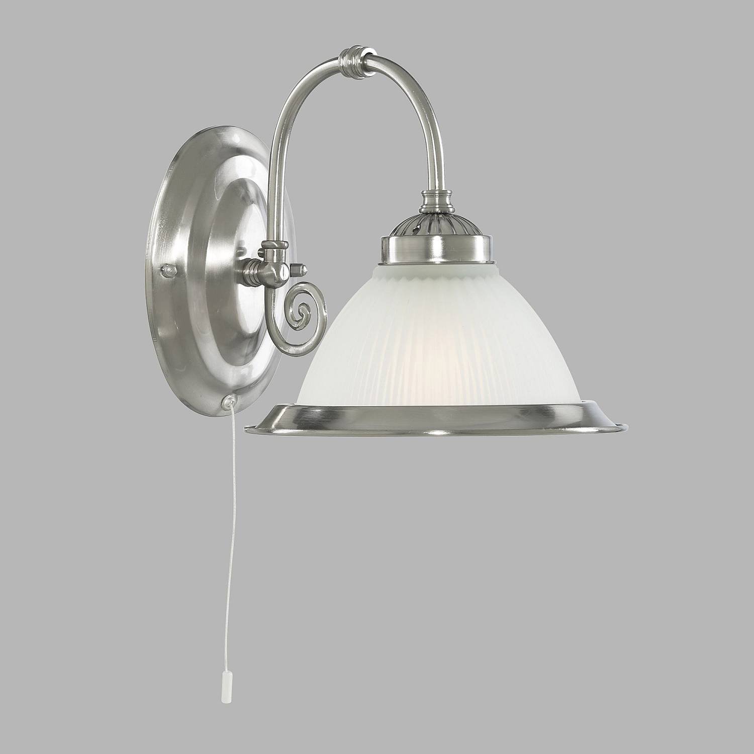 Applique Contemporanea American Dinner Acciaio Argento Vetro 1 Luce E27 1041-1