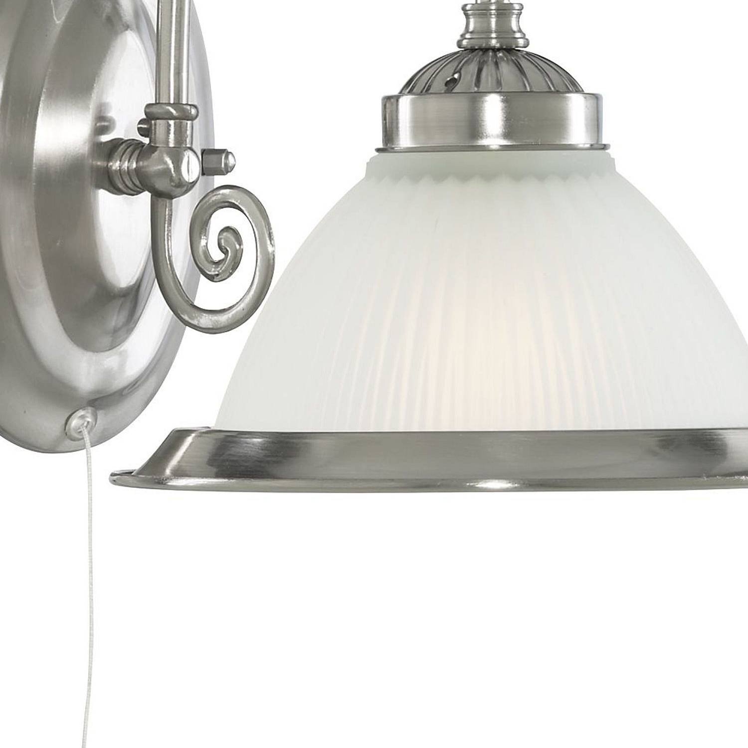 Applique Contemporanea American Dinner Acciaio Argento Vetro 1 Luce E27 1041-1