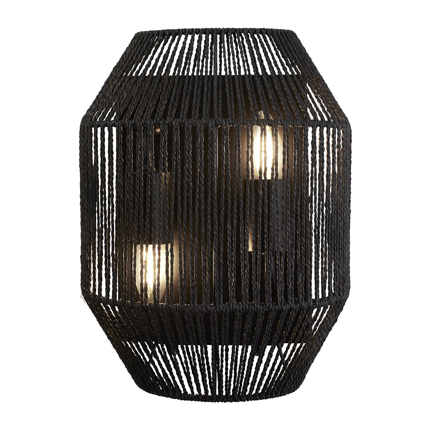Applique Contemporanea Vimini Acciaio Nero Tessuto 2 Luci E27 11201-2BK