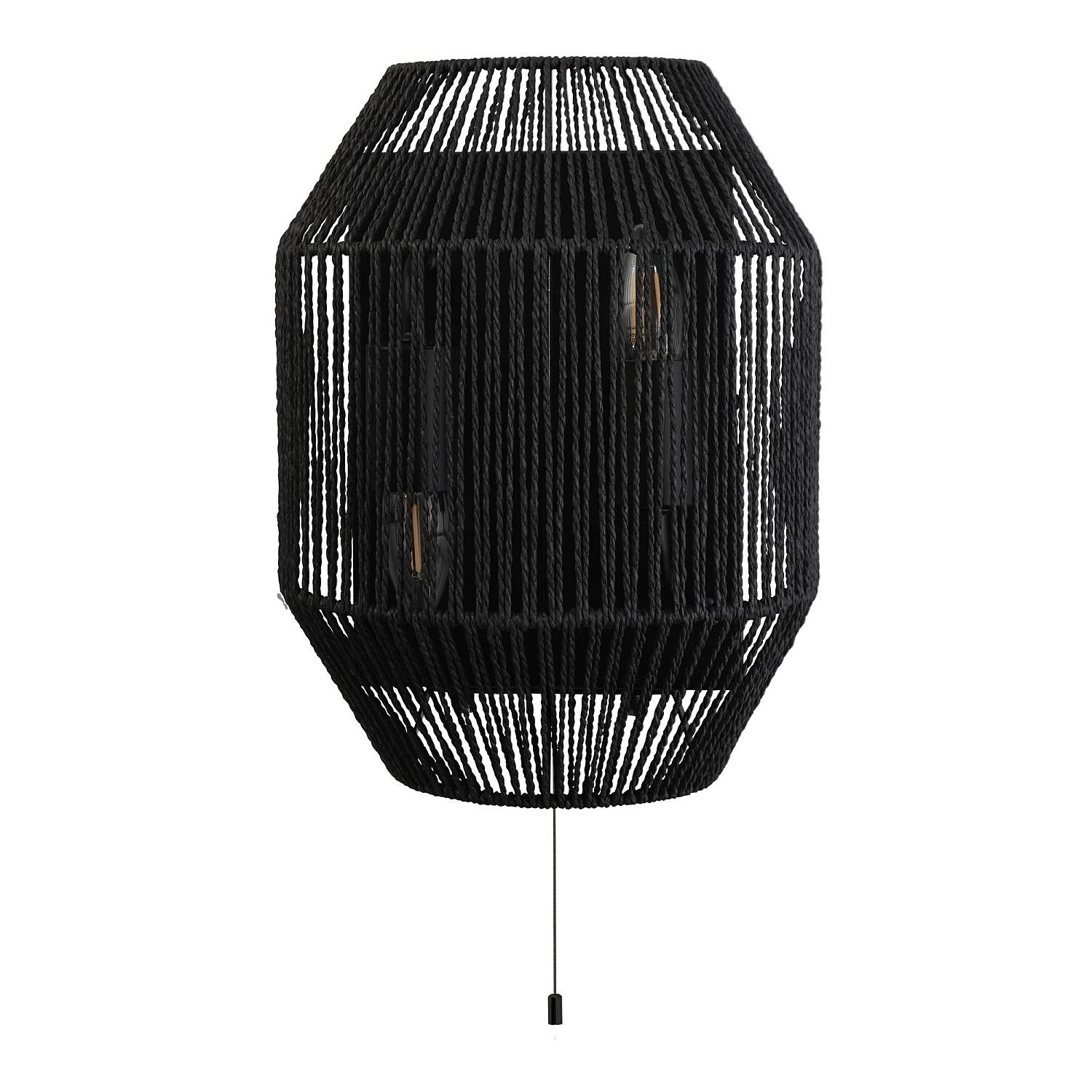 Applique Contemporanea Vimini Acciaio Nero Tessuto 2 Luci E27 11201-2BK