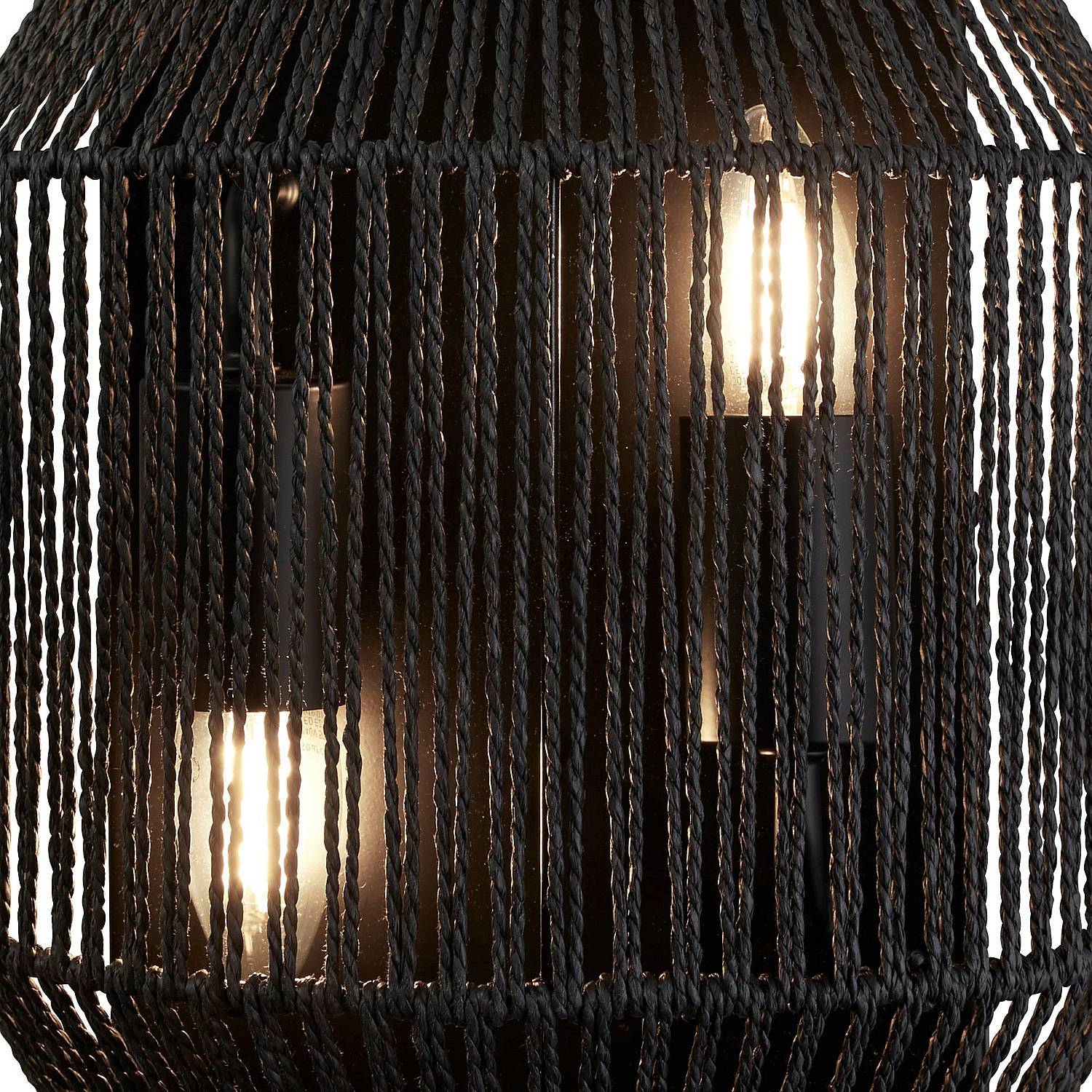 Applique Contemporanea Vimini Acciaio Nero Tessuto 2 Luci E27 11201-2BK
