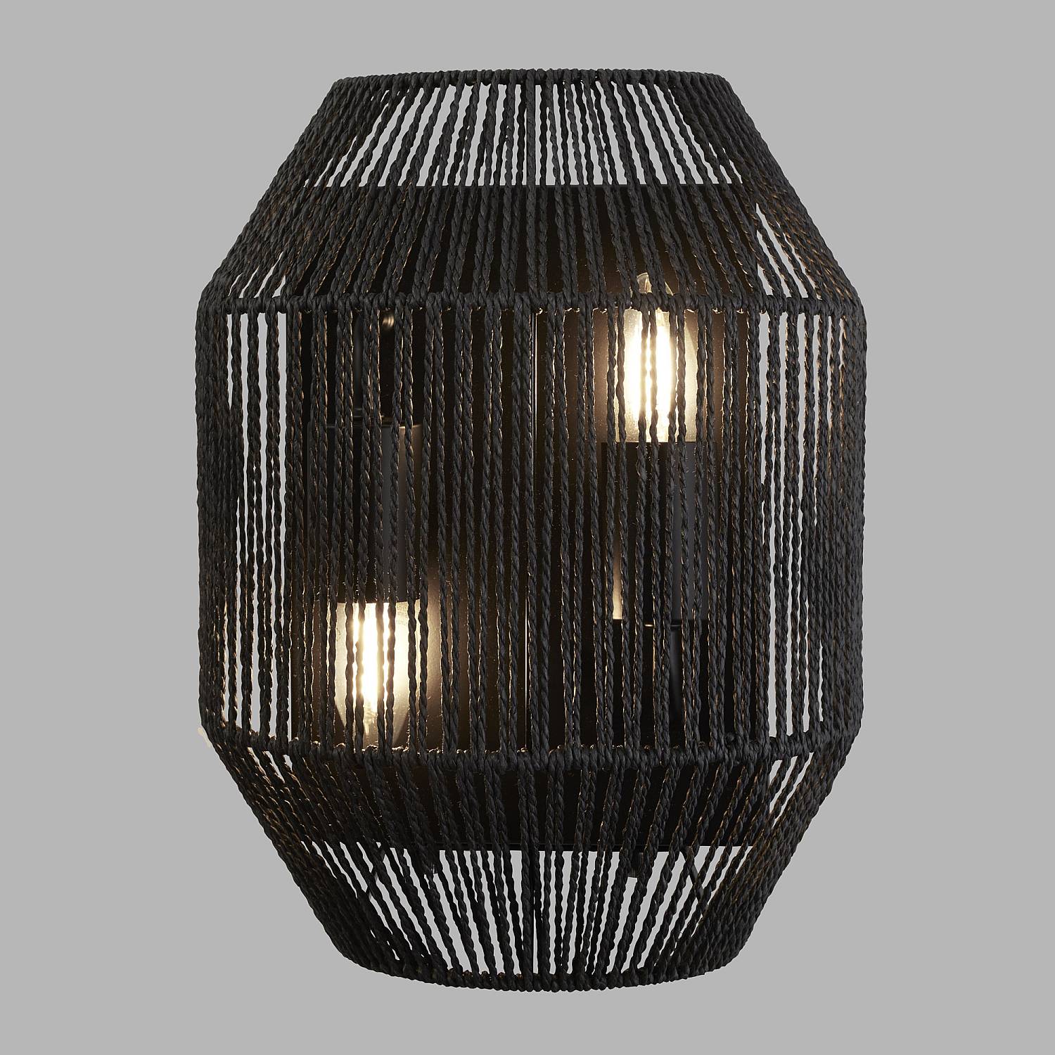 Applique Contemporanea Vimini Acciaio Nero Tessuto 2 Luci E27 11201-2BK