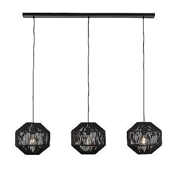 Lampadario Contemporaneo Vimini Acciaio Nero Tessuto 3 Luci E27 Lampadario Contemporaneo Vimini Acciaio Nero Tessuto 3 Luci E27