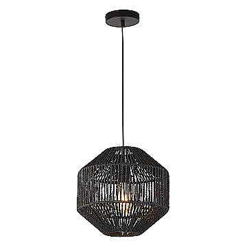 Sospensione Contemporanea Vimini Acciaio Nero Tessuto 1 Luce E27 Sospensione Contemporanea Vimini Acciaio Nero Tessuto 1 Luce E27