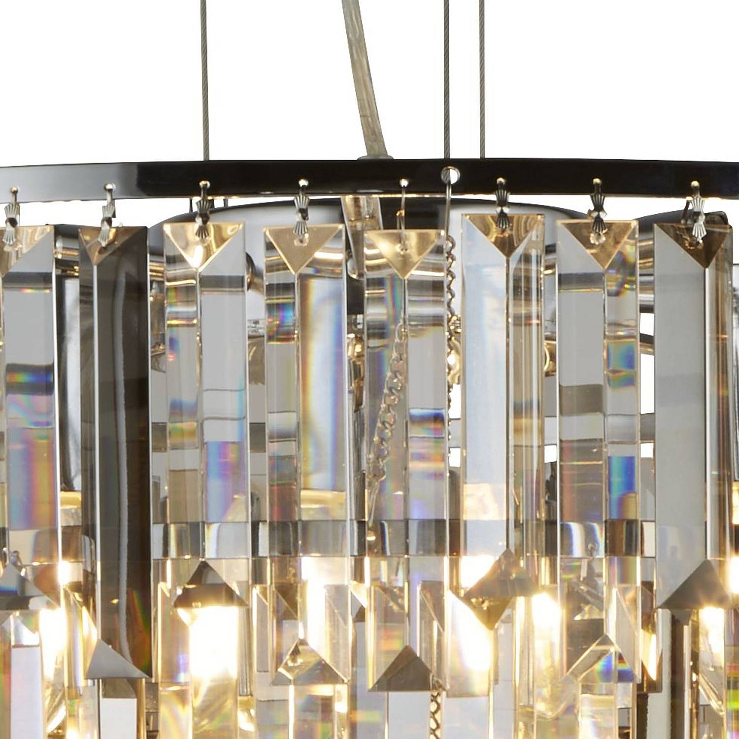 Lampadario Classico Clarissa Acciaio Cromo Vetro Ambra 9 Luci E14 1229-9CC