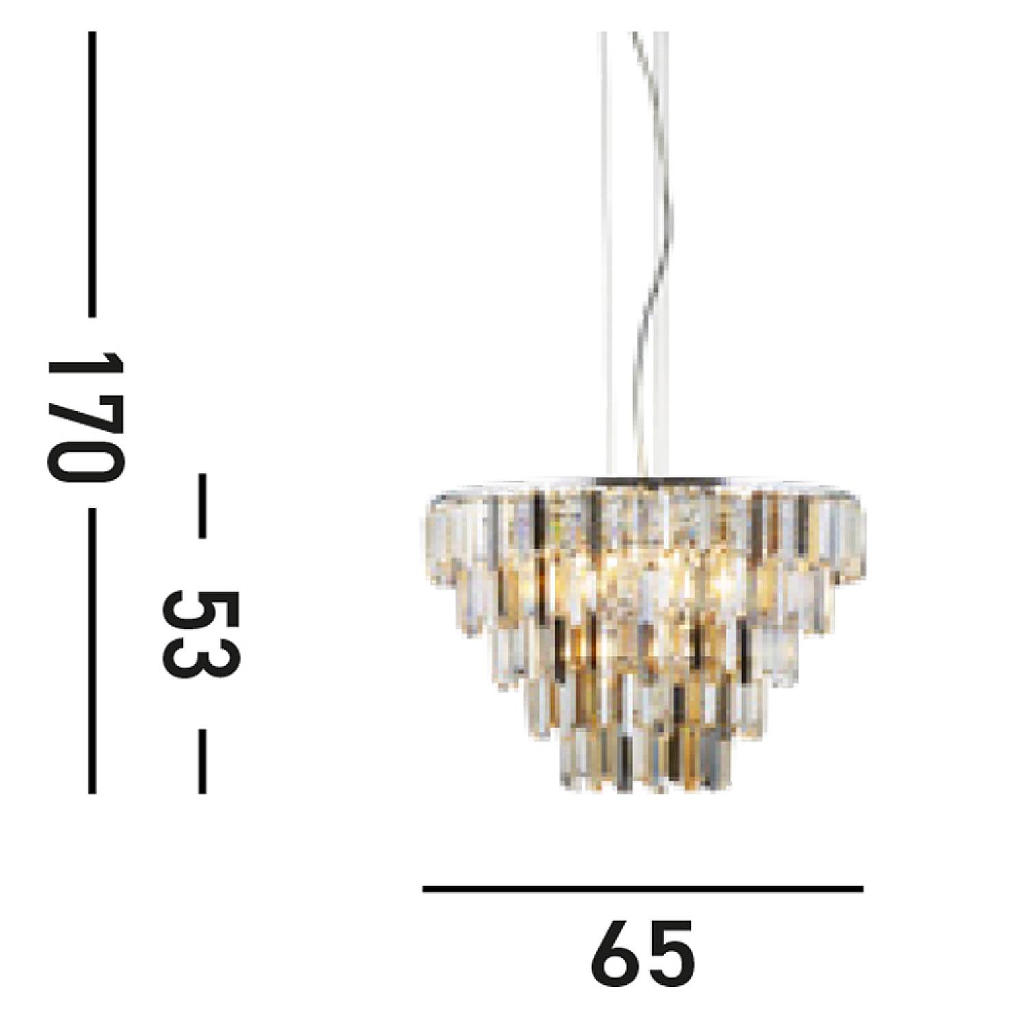 Lampadario Classico Clarissa Acciaio Cromo Vetro Ambra 9 Luci E14 1229-9CC