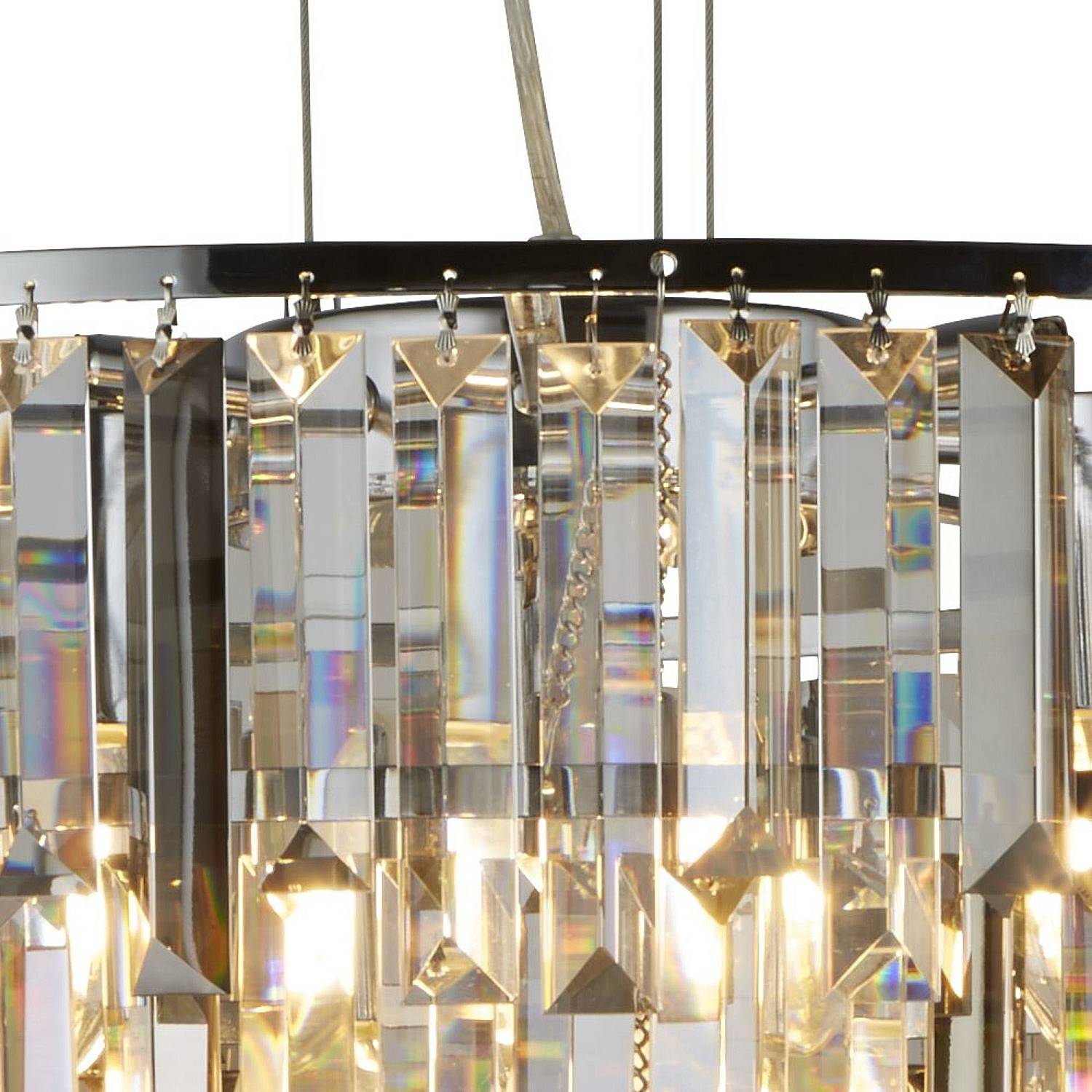 Lampadario Classico Clarissa Acciaio Cromo Vetro Ambra 9 Luci E14 1229-9CC