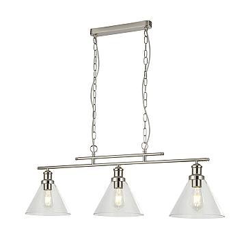 Lampadario Contemporaneo Piramide Acciaio Argento Vetro Trasparente 3 Luci E27 Lampadario Contemporaneo Piramide Acciaio Argento Vetro Trasparente 3 Luci E27