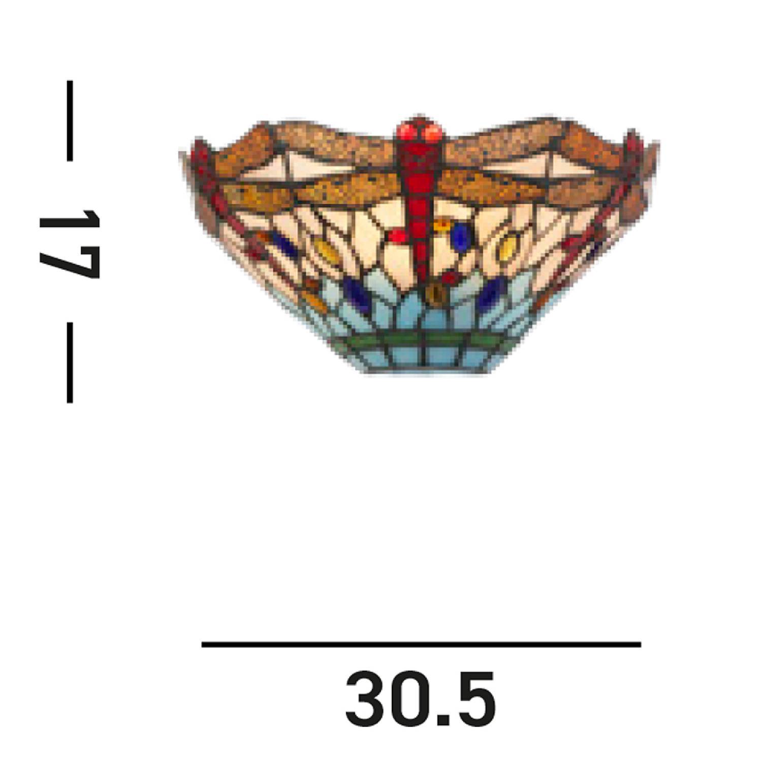 Applique Tiffany Libellula Acciaio Multicolor Vetro 1 Luce E14 1283-17
