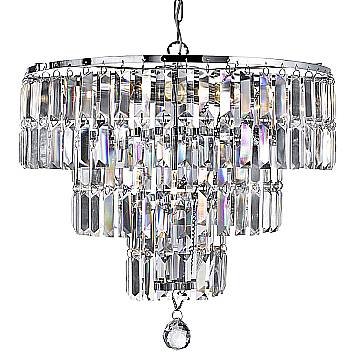 Lampadario Classico Impero Acciaio Cromo Vetro 5 Luci E14