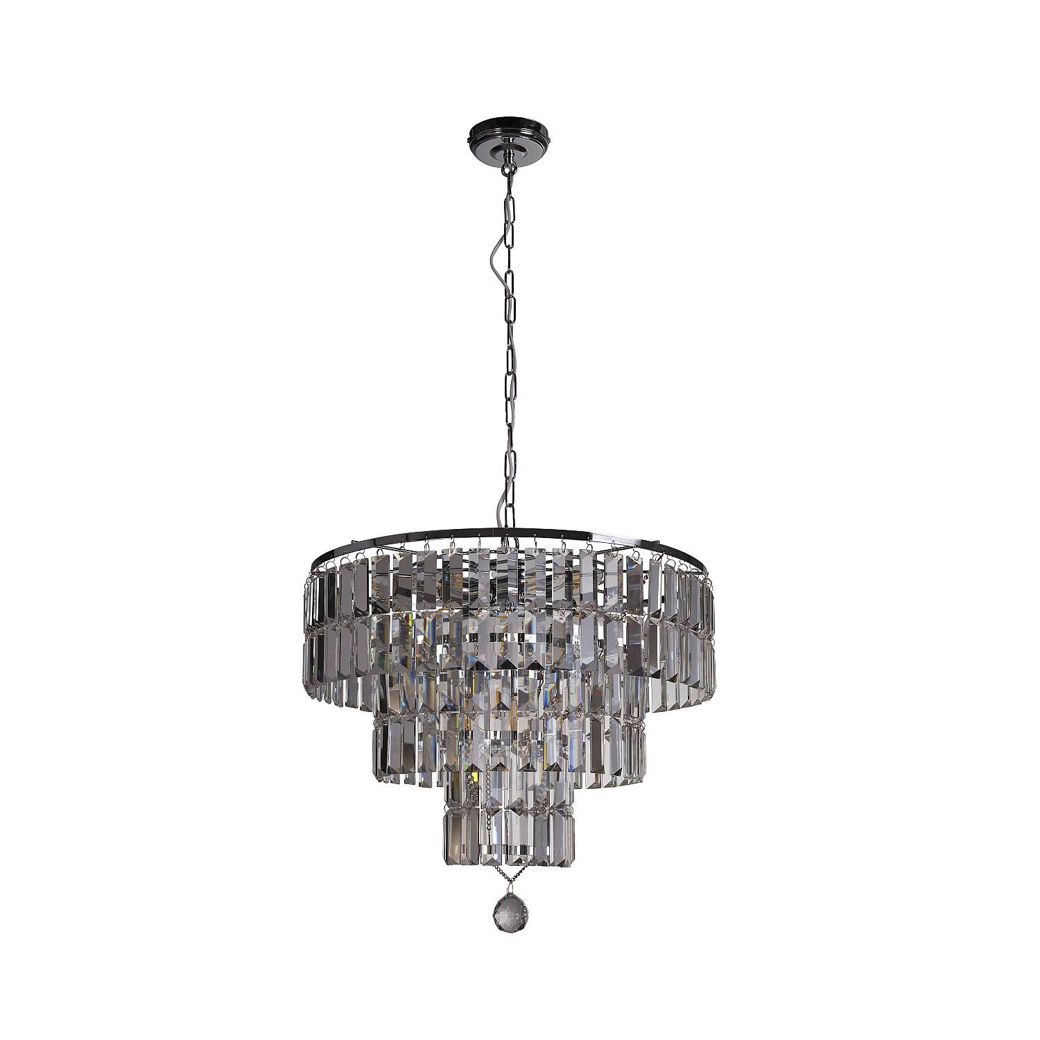 Lampadario Classico Impero Acciaio Cromo Vetro 5 Luci E14 1375-5CC