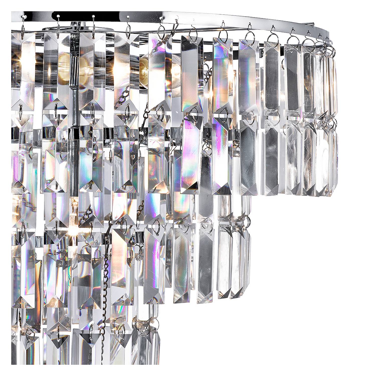 Lampadario Classico Impero Acciaio Cromo Vetro 5 Luci E14 1375-5CC