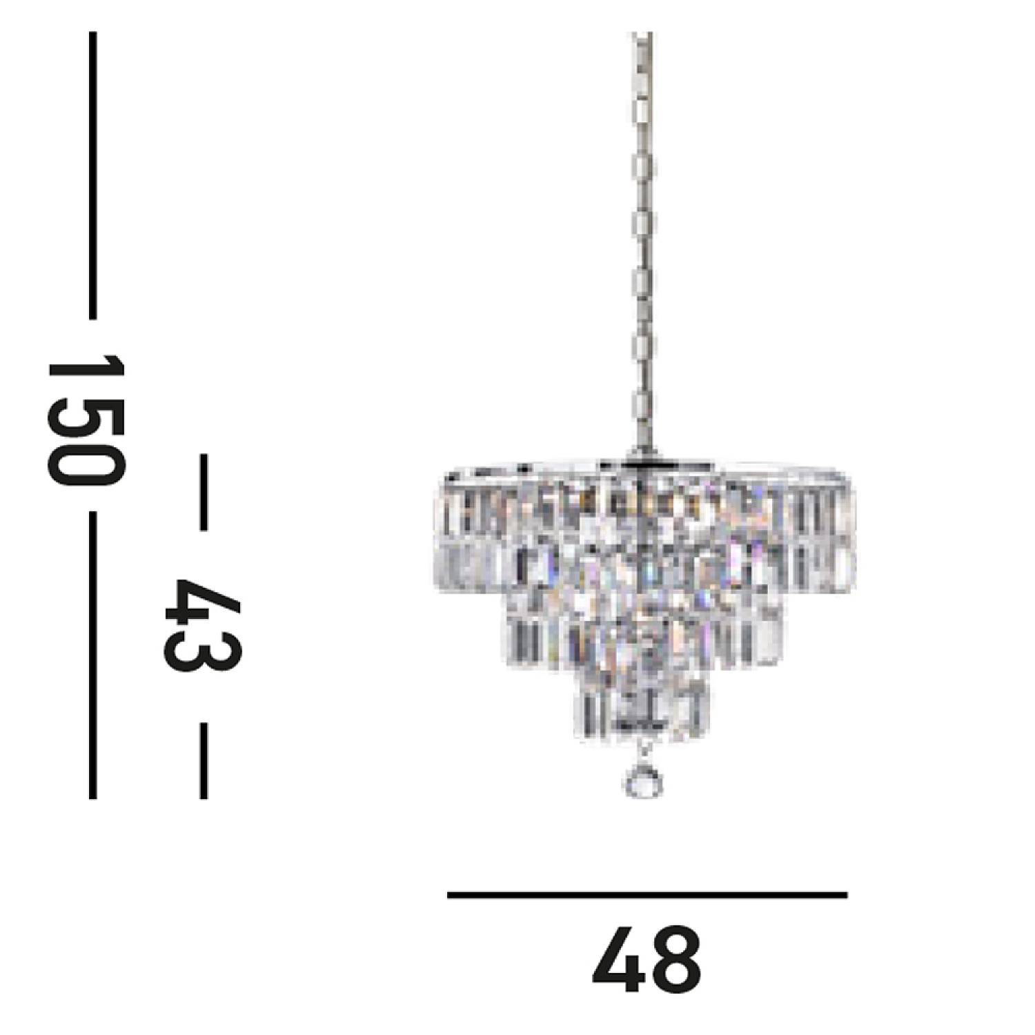 Lampadario Classico Impero Acciaio Cromo Vetro 5 Luci E14 1375-5CC