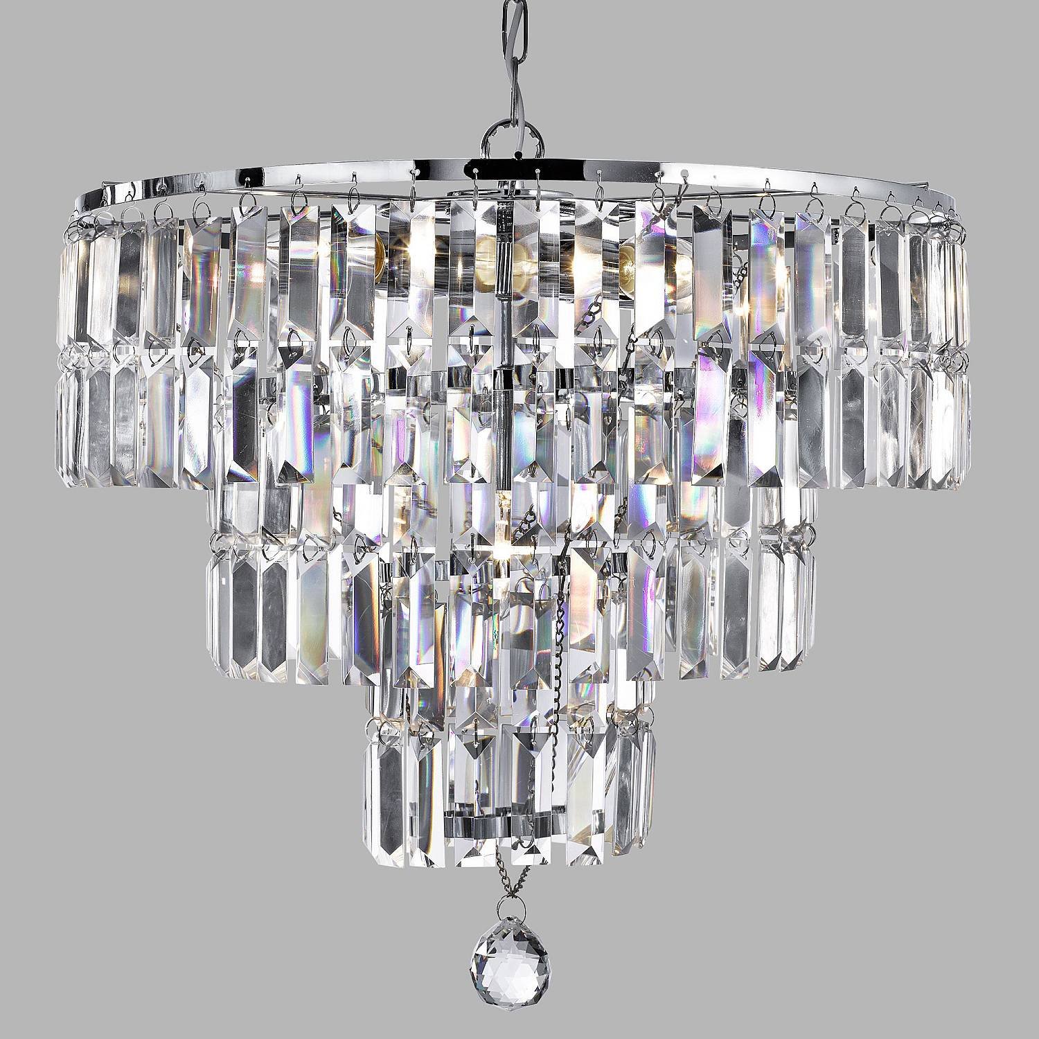Lampadario Classico Impero Acciaio Cromo Vetro 5 Luci E14 1375-5CC