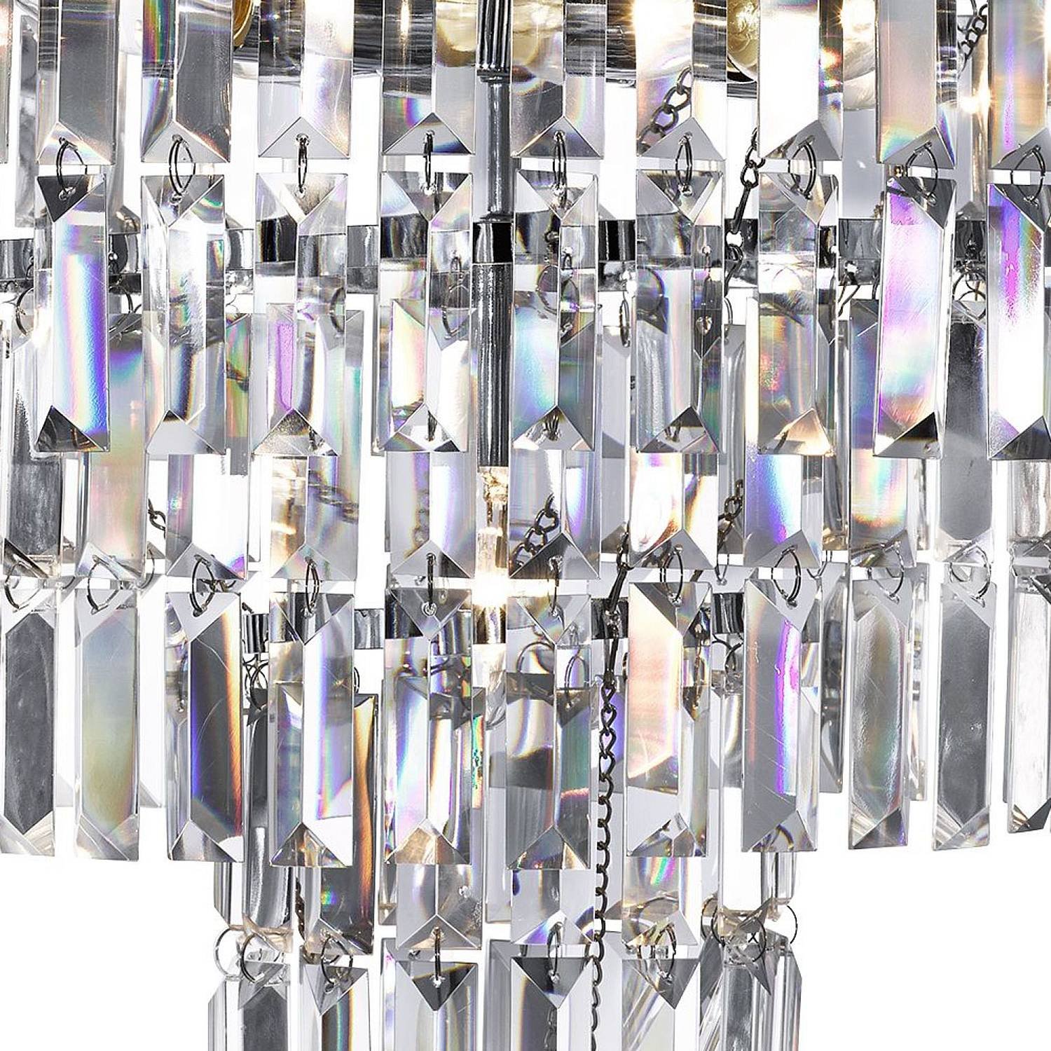 Lampadario Classico Impero Acciaio Cromo Vetro 5 Luci E14 1375-5CC