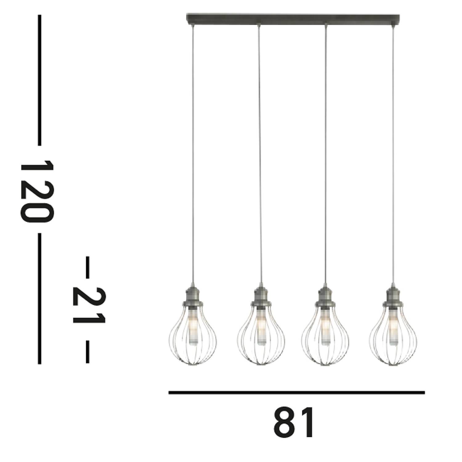 Lampadario Contemporaneo Balloon Acciaio Argento 4 Luci E27 1384-4PW