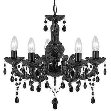 Lampadario Classico Marie Therese Acciaio e Acrilico Nero Policarbonato 5 Luci E14 Lampadario Classico Marie Therese Acciaio e Acrilico Nero Policarbonato 5 Luci E14