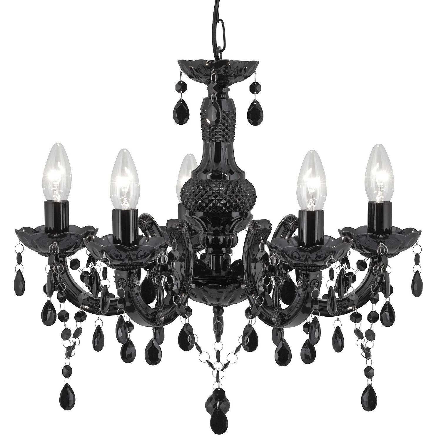 Lampadario Classico Marie Therese Acciaio e Acrilico Nero Policarbonato 5 Luci E14 Lampadario Classico Marie Therese Acciaio e Acrilico Nero Policarbonato 5 Luci E14