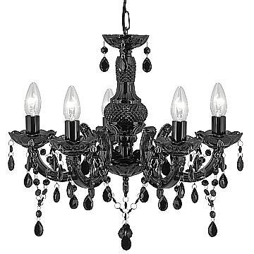 Lampadario Classico Marie Therese Acciaio e Acrilico Nero Policarbonato 5 Luci E14