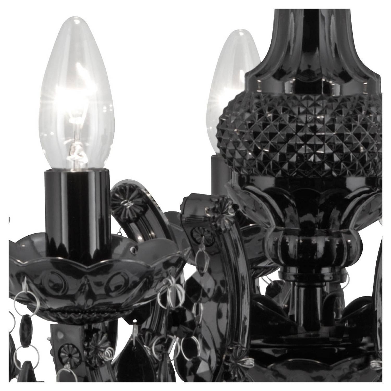 Lampadario Classico Marie Therese Acciaio e Acrilico Nero Policarbonato 5 Luci E14 Lampadario Classico Marie Therese Acciaio e Acrilico Nero Policarbonato 5 Luci E14
