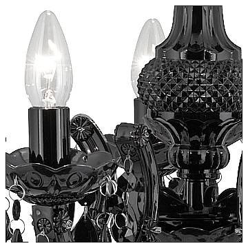 Lampadario Classico Marie Therese Acciaio e Acrilico Nero Policarbonato 5 Luci E14
