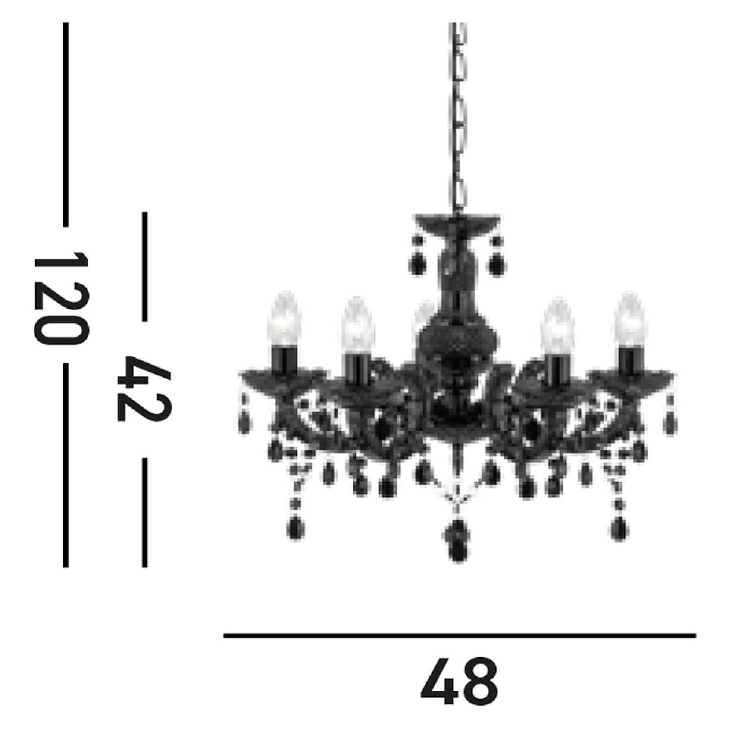 Lampadario Classico Marie Therese Acciaio e Acrilico Nero Policarbonato 5 Luci E14 Lampadario Classico Marie Therese Acciaio e Acrilico Nero Policarbonato 5 Luci E14