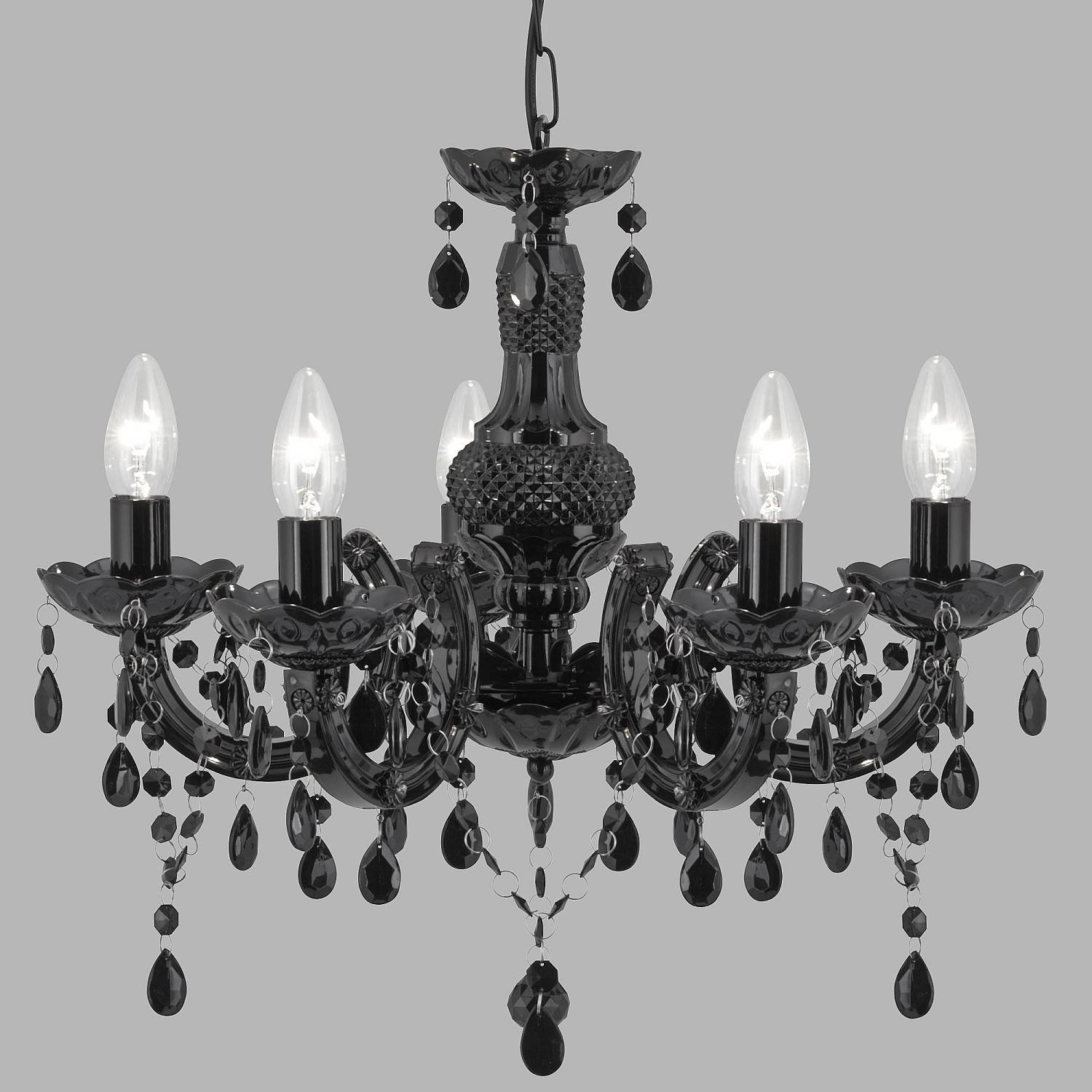 Lampadario Classico Marie Therese Acciaio e Acrilico Nero Policarbonato 5 Luci E14 Lampadario Classico Marie Therese Acciaio e Acrilico Nero Policarbonato 5 Luci E14