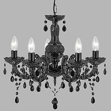 Lampadario Classico Marie Therese Acciaio e Acrilico Nero Policarbonato 5 Luci E14