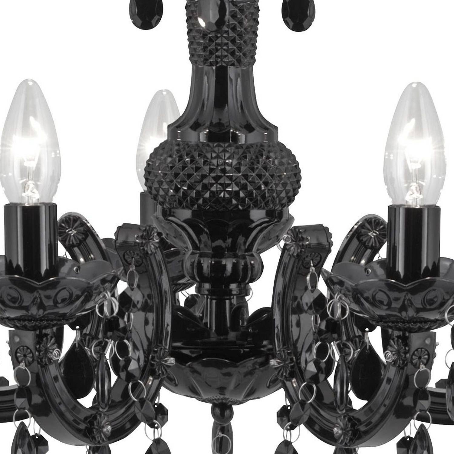 Lampadario Classico Marie Therese Acciaio e Acrilico Nero Policarbonato 5 Luci E14 Lampadario Classico Marie Therese Acciaio e Acrilico Nero Policarbonato 5 Luci E14