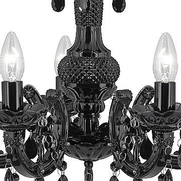 Lampadario Classico Marie Therese Acciaio e Acrilico Nero Policarbonato 5 Luci E14