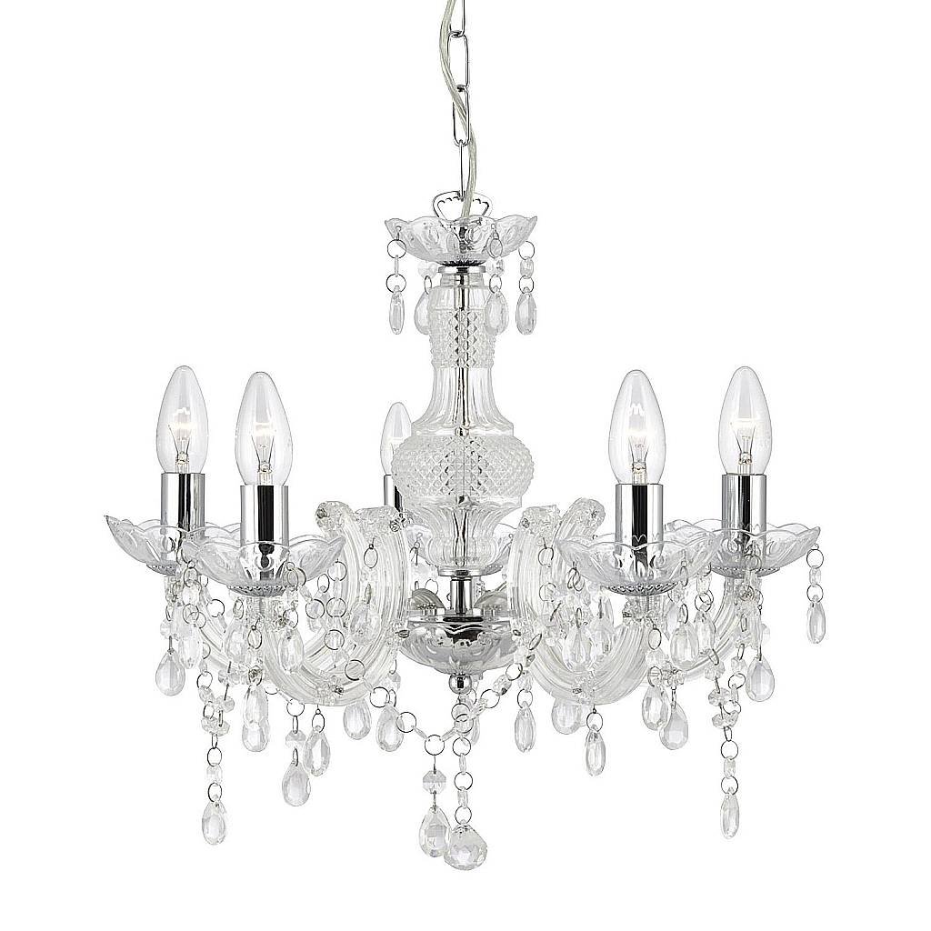 Lampadario Classico Marie Therese Vetro Trasparente Acrilico 5 Luci E14
