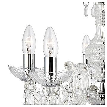 Lampadario Classico Marie Therese Vetro Trasparente Acrilico 5 Luci E14