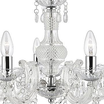 Lampadario Classico Marie Therese Vetro Trasparente Acrilico 5 Luci E14
