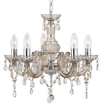 Lampadario Marie Therese Vetro Trasparente Policarbonato Cromo 5 Luci E14 Lampadario Marie Therese Vetro Trasparente Policarbonato Cromo 5 Luci E14