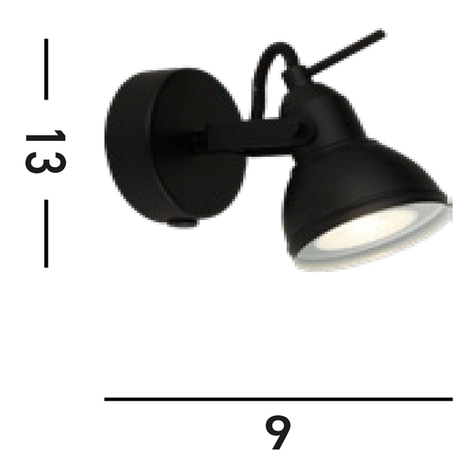 Applique Contemporanea Focus Spotlight Acciaio Bianco Nero 1 Luce Gu10 1541BK