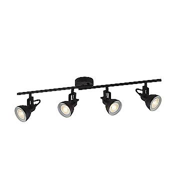 Plafoniera Lineare Contemporanea Focus Spotlight Acciaio Bianco Nero 4 Luci Gu10