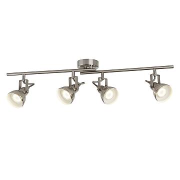 Plafoniera Contemporanea Focus Spotlight Acciaio Argento Bianco 4 Luci Gu10 Plafoniera Contemporanea Focus Spotlight Acciaio Argento Bianco 4 Luci Gu10
